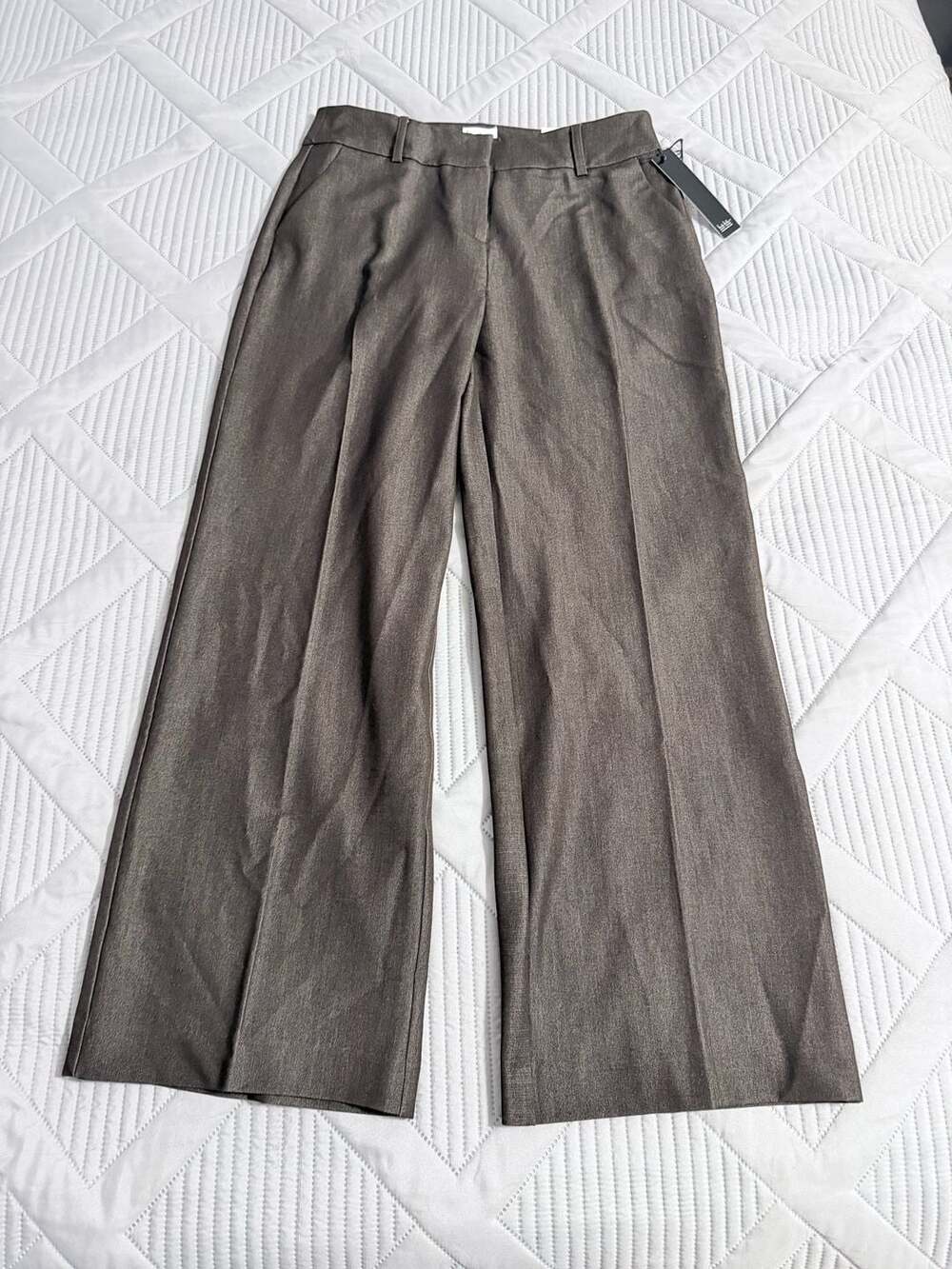 Nicole Miller New York Women's Mid-Rise Wide Leg Trousers Brown 8